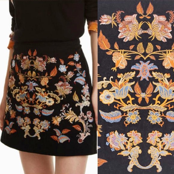 Desigual Dresses & Skirts - NWT Desigual 6 Embroidered Floral Skirt Black Mini